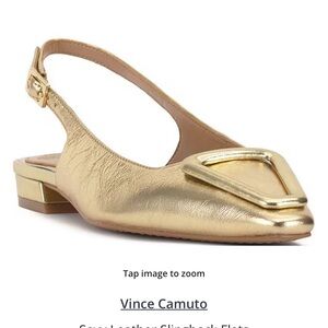 Vince Camuto Savy Leather Slingback Flats in Gold size 8M